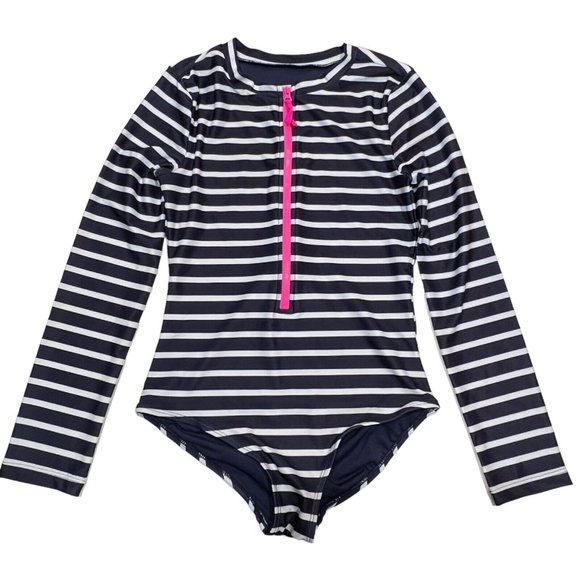 NWT Gap Kids Girls One-Piece Swimsuit Sz XXL (14-16) Blue Pink Stripes